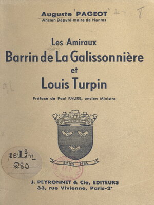 cover image of Les amiraux Barrin de La Galissonnière et Louis Turpin
